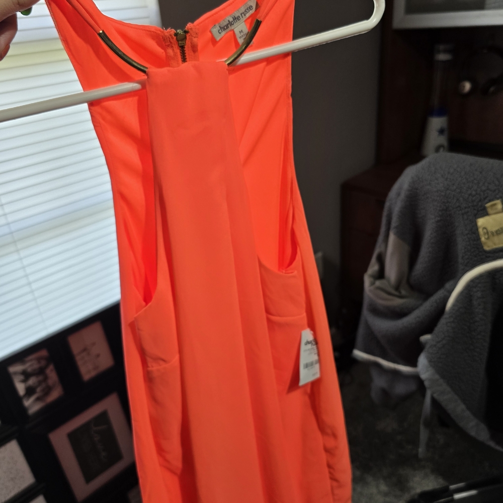 Charlotte Russe Neon Coral Sleeveless Dress